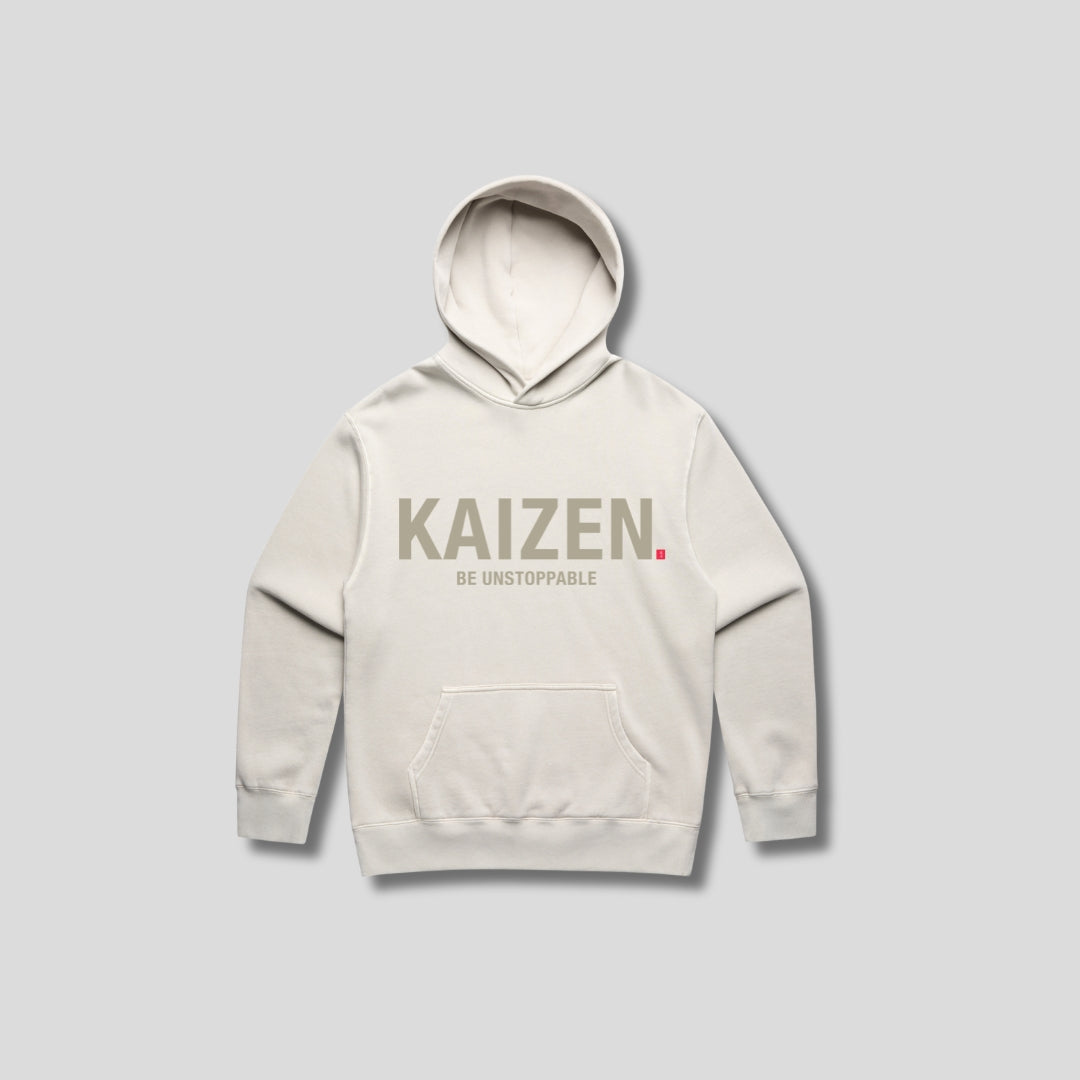 Mens Essentials Relaxed Hoodie Bone front - The Kaizen Shop