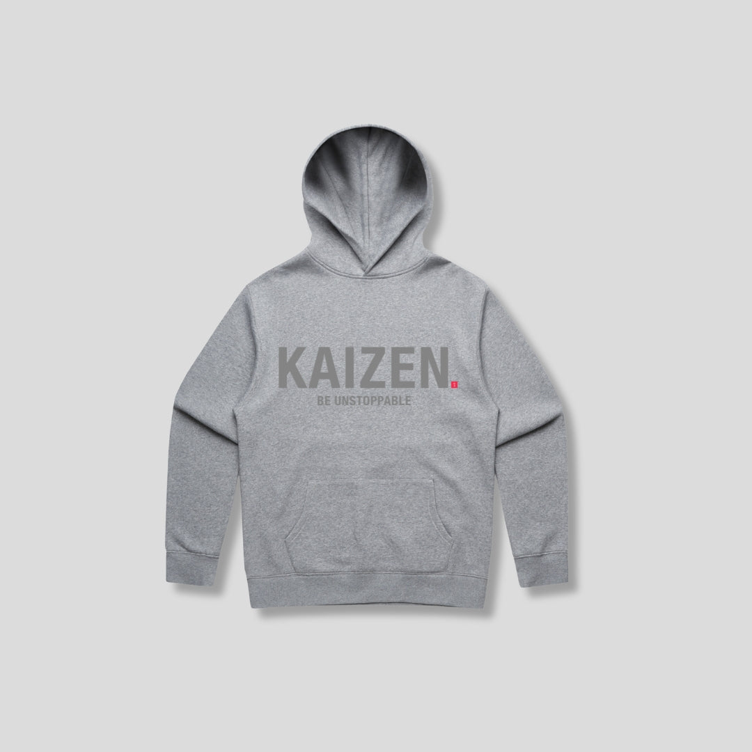 Mens Essentials Relaxed Hoodie Heather Grey front - The Kaizen Shop