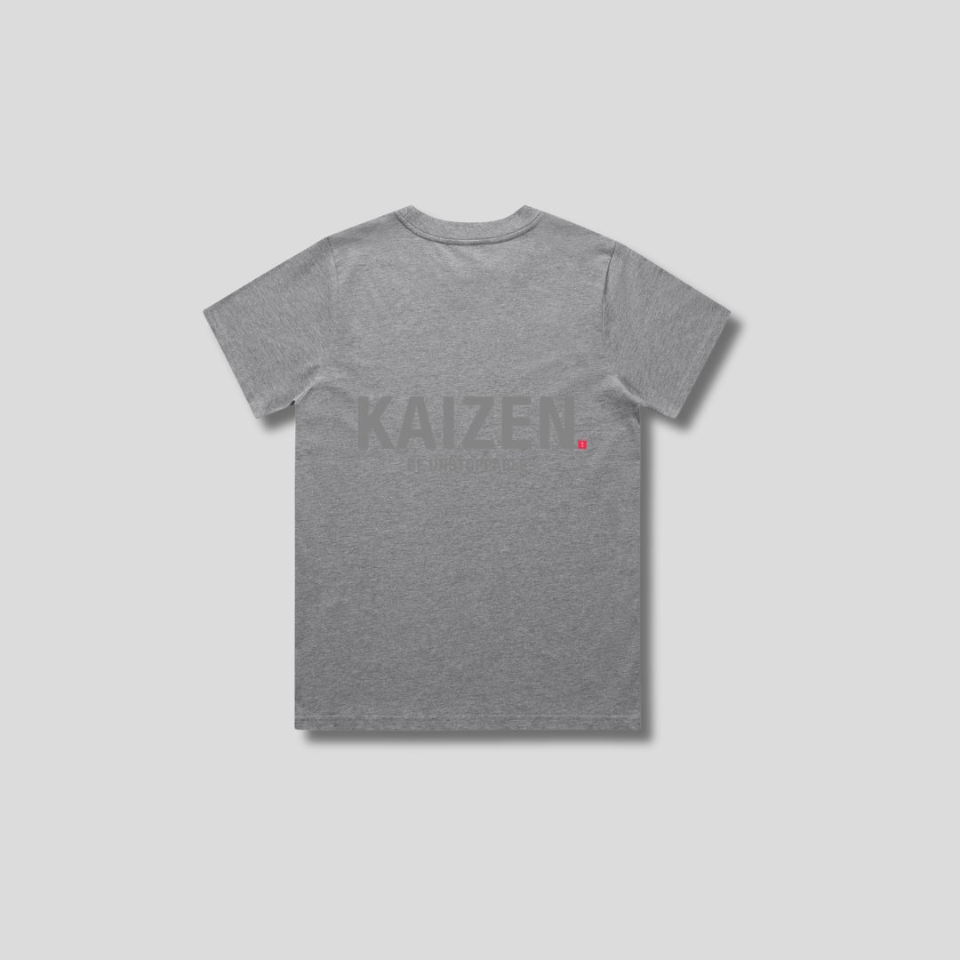 Mens Essentials Relaxed tshirt Heather Grey back - The Kaizen Shop