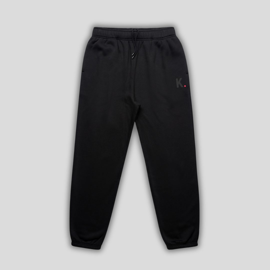 Mens Icon Cuffed Jogger Black front - The Kaizen Shop