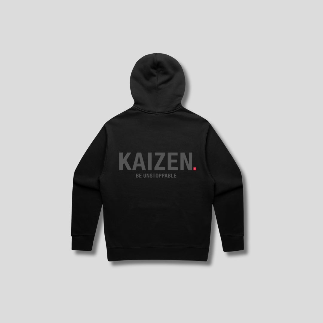 Mens Icon Relaxed Hoodie Black back - The Kaizen Shop