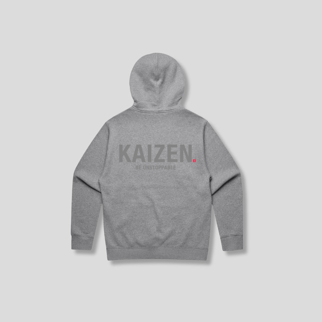 Mens Icon Relaxed Hoodie Heather Grey back - The Kaizen Shop