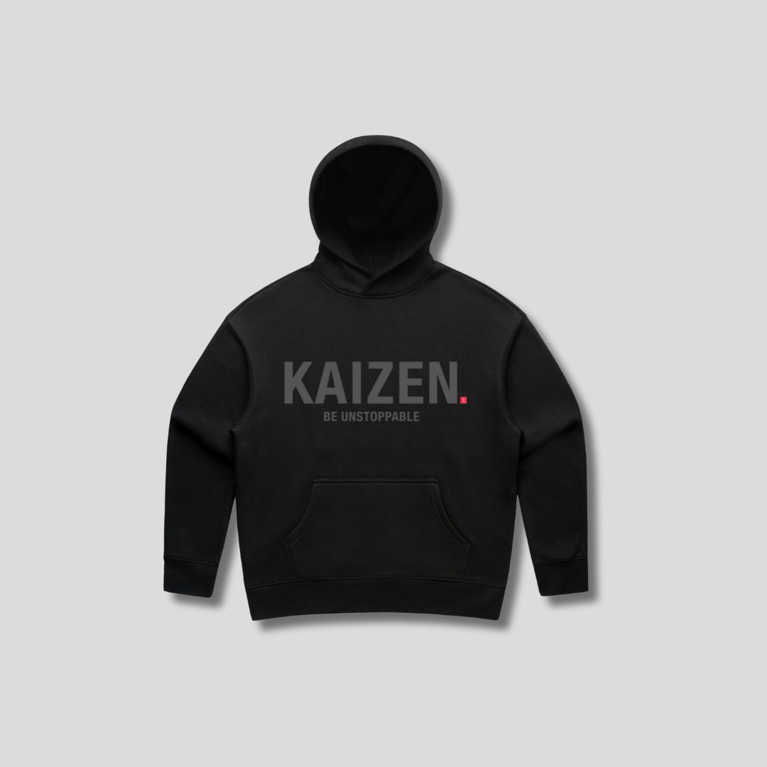 Womens Essentials Relaxed Hoodie Black front - The Kaizen Shop