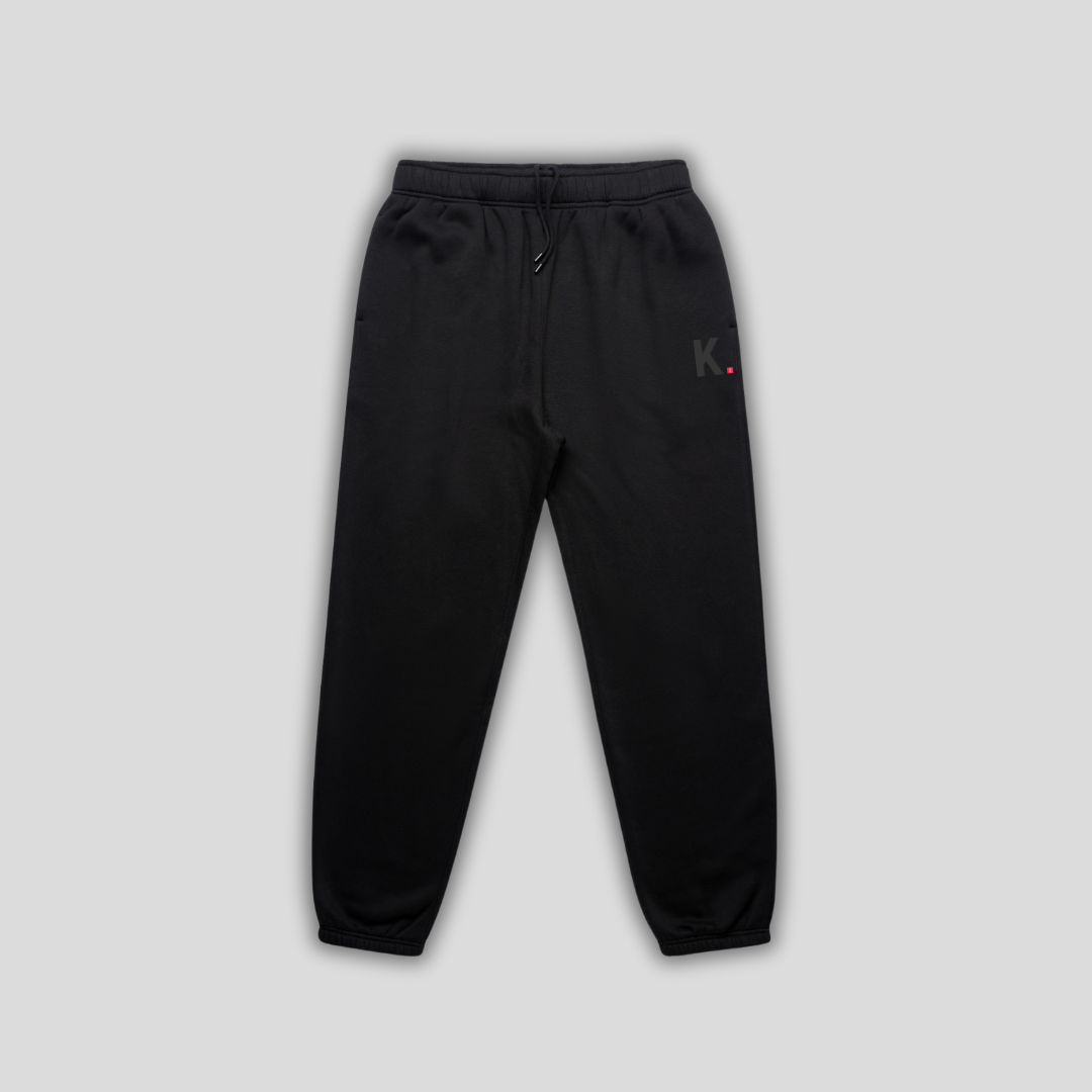 Womnens Icon Cuffed Joggers Black front - The Kaizen Shop